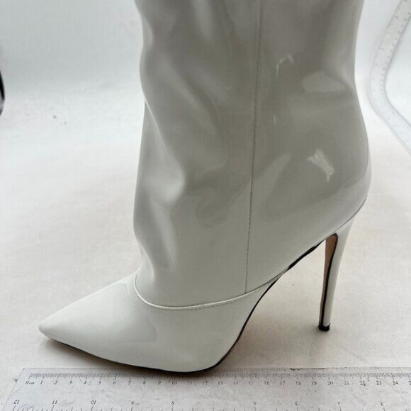 FSJ Women Fashion Pointed Toe Stiletto Heel Thigh High Over The Knee Boots White - Picture 3 of 8